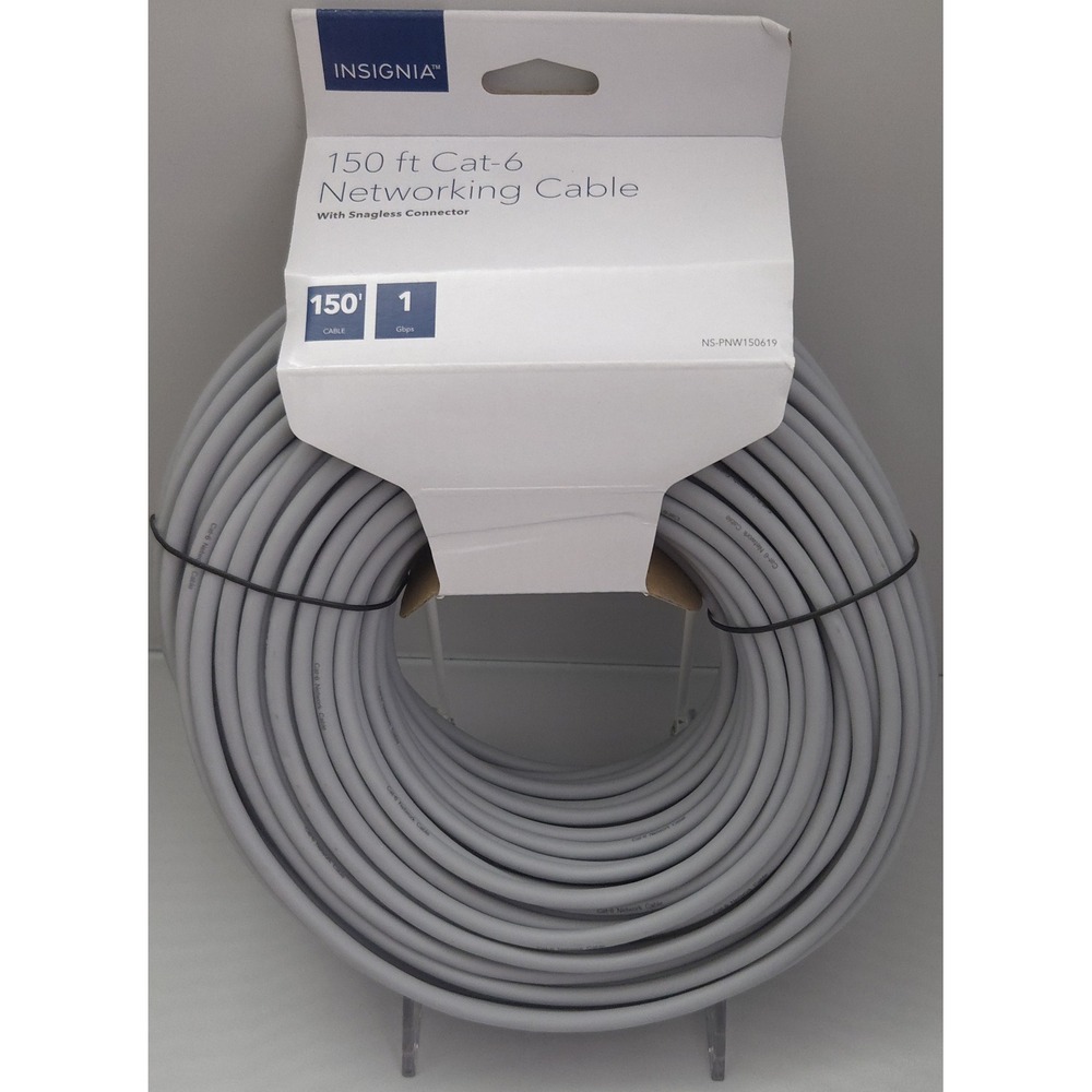 Insignia 150ft‎ Cat-6 Network Cable - Ethernet RJ45 - 1Gbps - NS-PNW150619 - NEW